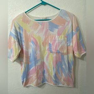 Authentic Vintage 80s Chimney Ridge paintbrush print Shoulder pad shirt XL